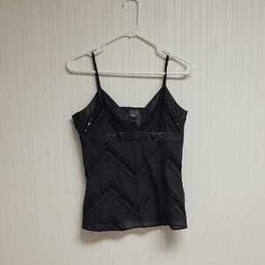 Guess Black Camisole Top, Womens Large. Adjustable Straps, Beaded, Lined,